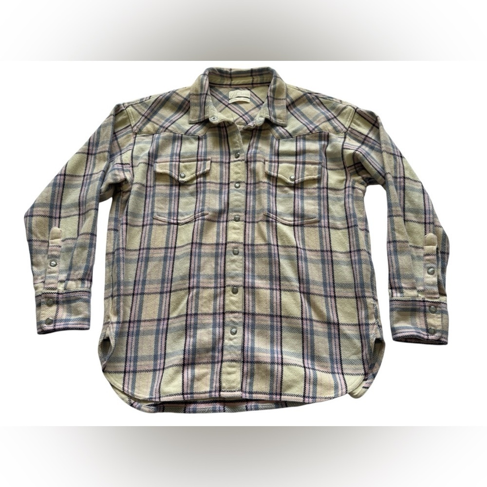 J. Crew Reimagined Thick Flannel Pockets 100% Cotton Pearl snap Button Size  8 - Picture 9 of 14